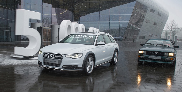 Der 5-millionste Audi mit quattro-Antrieb ist ein A6 allroad aus Neckarsulm