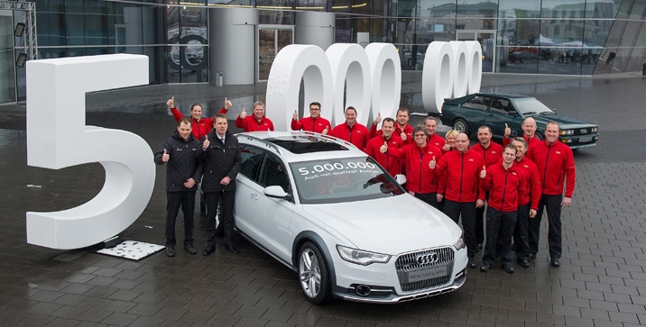 Der 5-millionste Audi mit quattro-Antrieb ist ein A6 allroad aus Neckarsulm