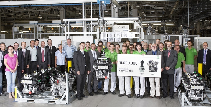 11.000.000. motor vyrobený ve ¦koda Auto a.s. Mladá Boleslav.