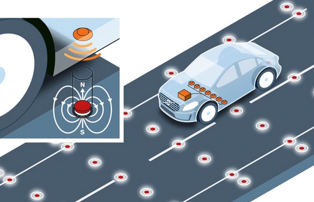 Volvo testira cestovne magnete za precizno pozicioniranje      autonomnih automobila