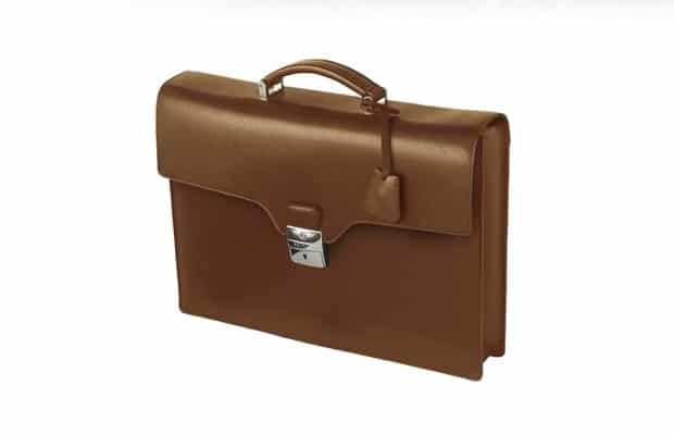 Leather briefcase tan